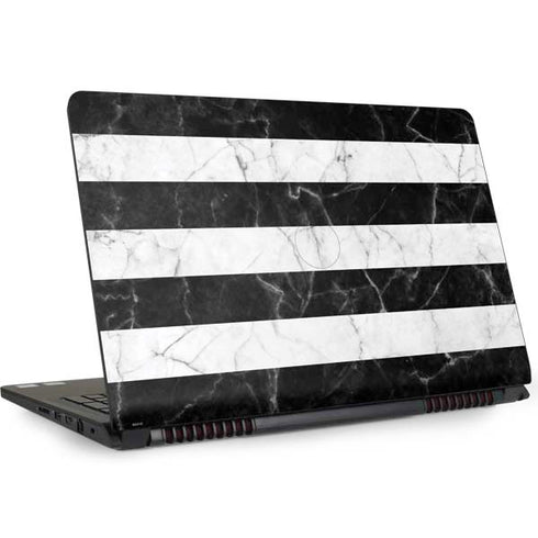 Black and White Striped Marble Dell Inspiron Skin